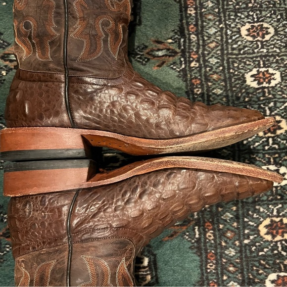 Horse Power Chocolate Nile Croc Print with Bone Mad Dog Top all leather - Picture 4 of 11